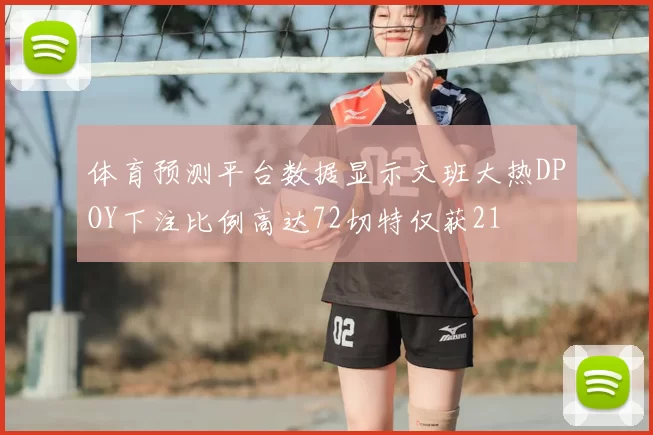 体育预测平台数据显示文班大热DPOY下注比例高达72切特仅获21