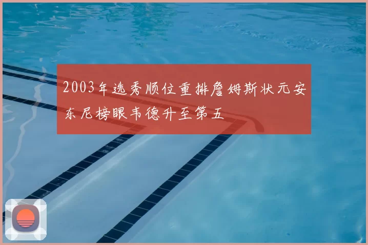 2003年选秀顺位重排詹姆斯状元安东尼榜眼韦德升至第五