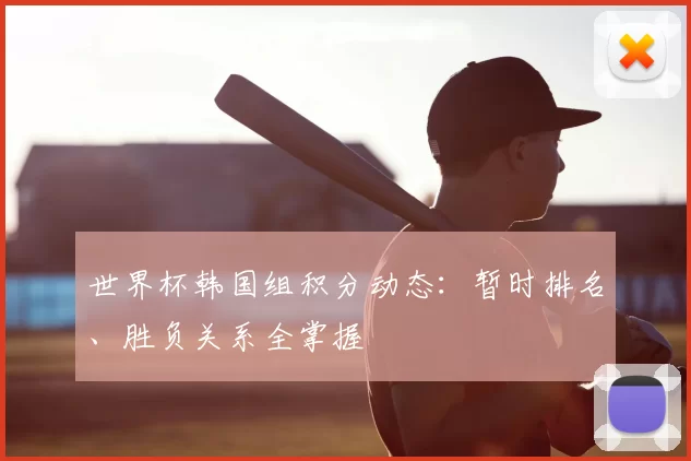 世界杯韩国组积分动态:暂时排名、胜负关系全掌握